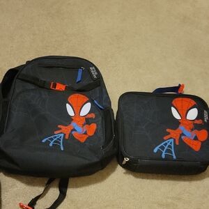 Spider-Man Kids Backpack and Lunchbox Set - Black and Red